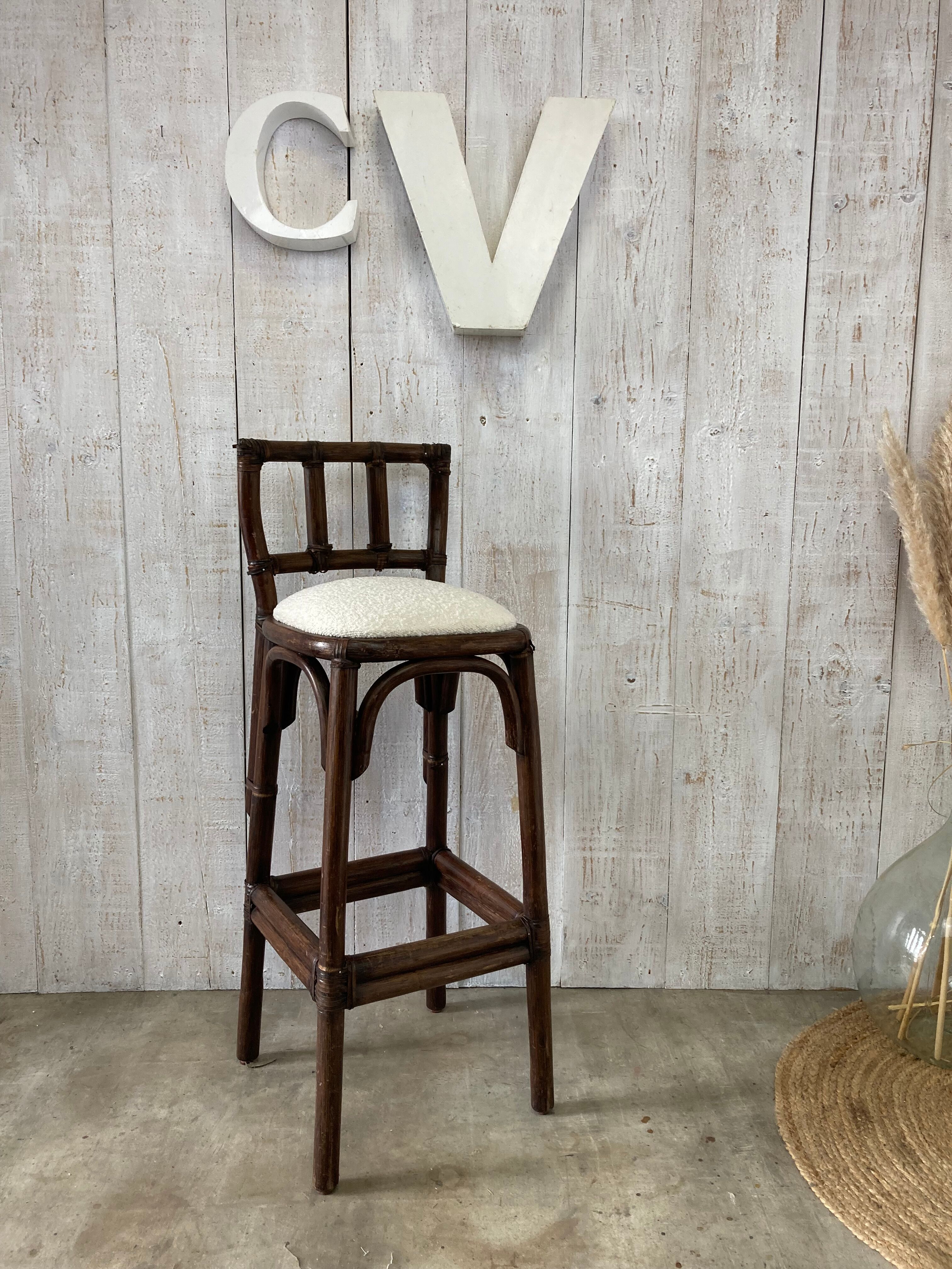Tabouret rotin vintage