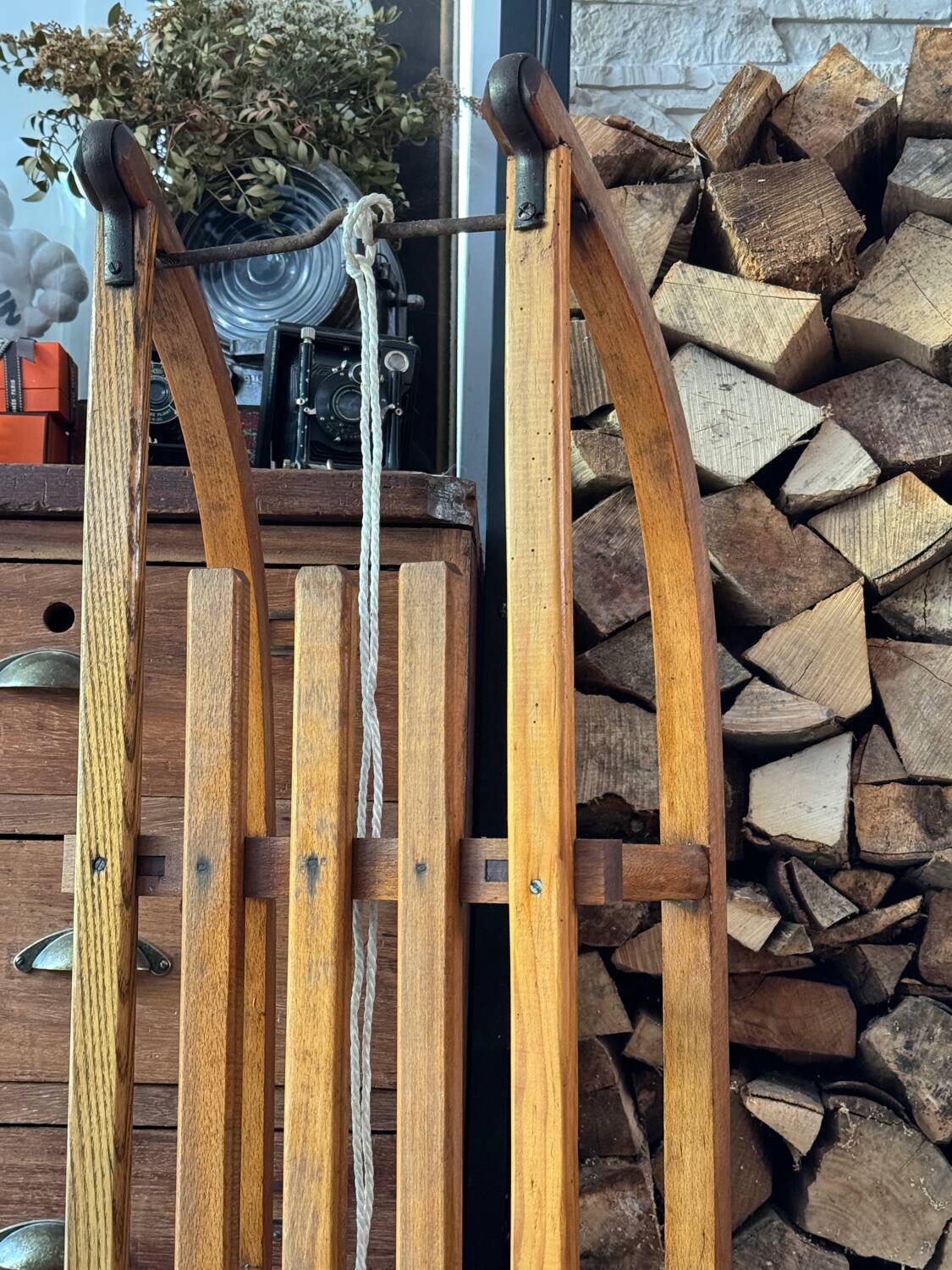 Old wooden sled Davos