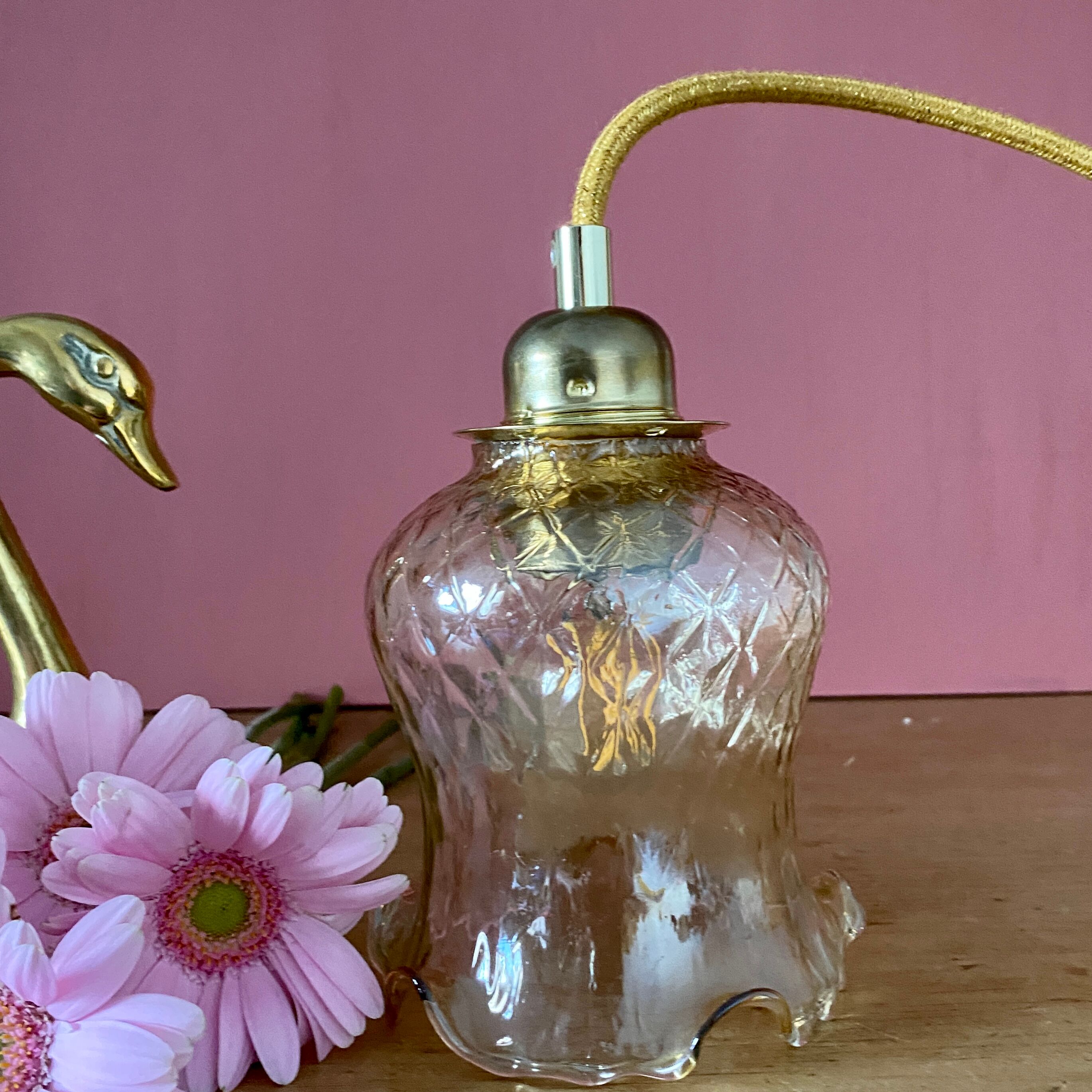 Vintage amber glass tulip walker