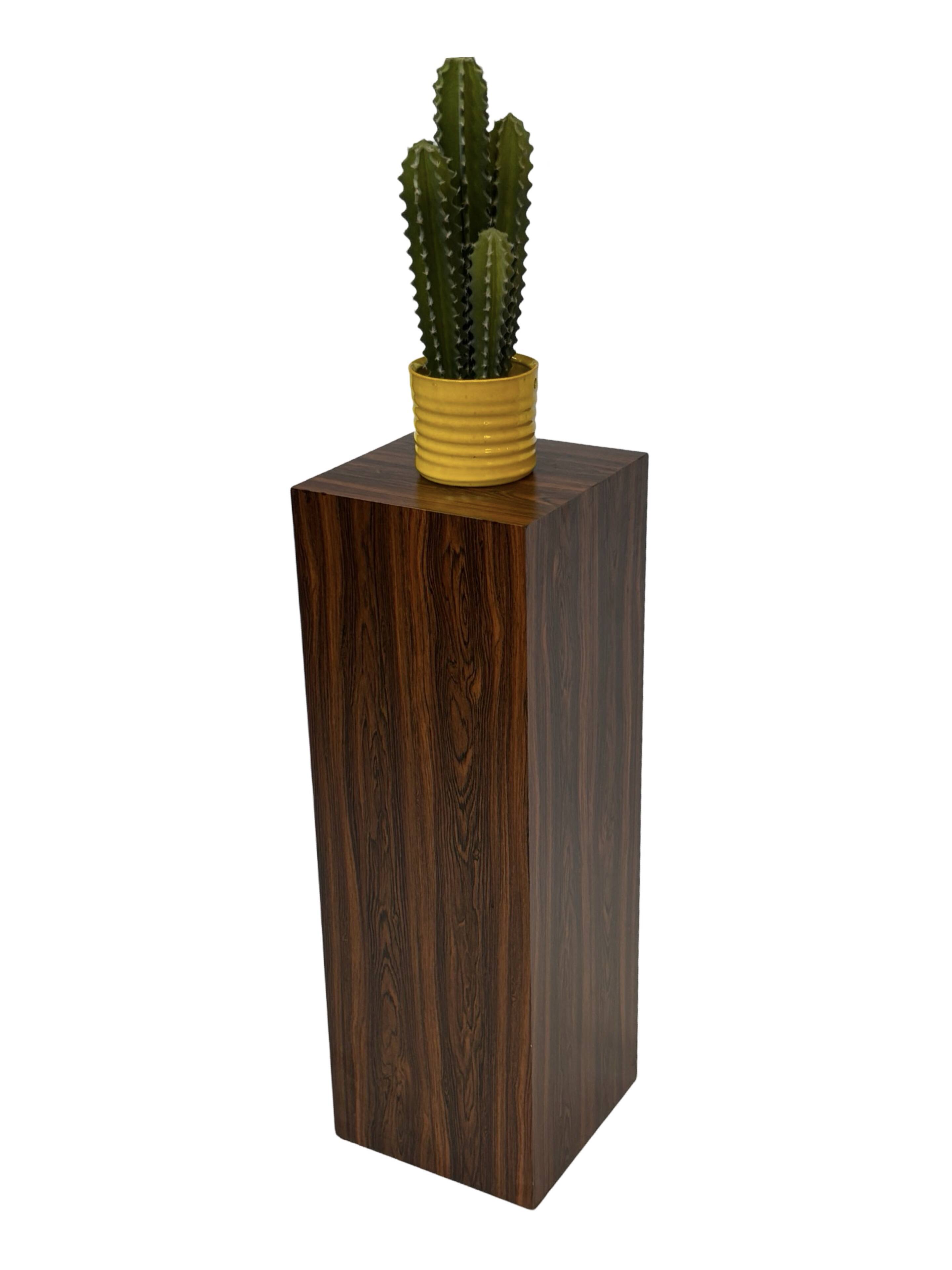 Vintage plant column in rosewood veneer 80s design