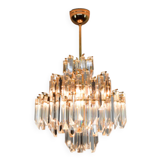 Glass chandelier 60s venini mid century italian modern triedri murano