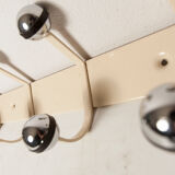 Wall coat rack 12 hooks balls 1970 beige and chrome