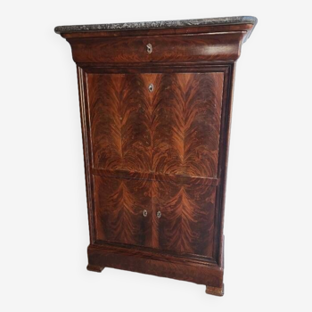 louis philippe mahogany flap secretary with marble top from the 19th century