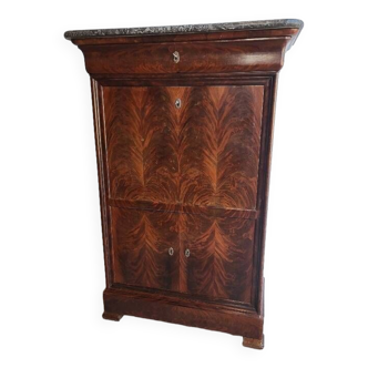 louis philippe mahogany flap secretary with marble top from the 19th century