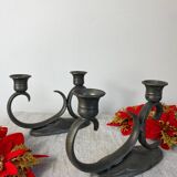 Pair of pewter candlesticks