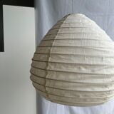 Suspension in rattan and natural japanese linen in the shape of a drop