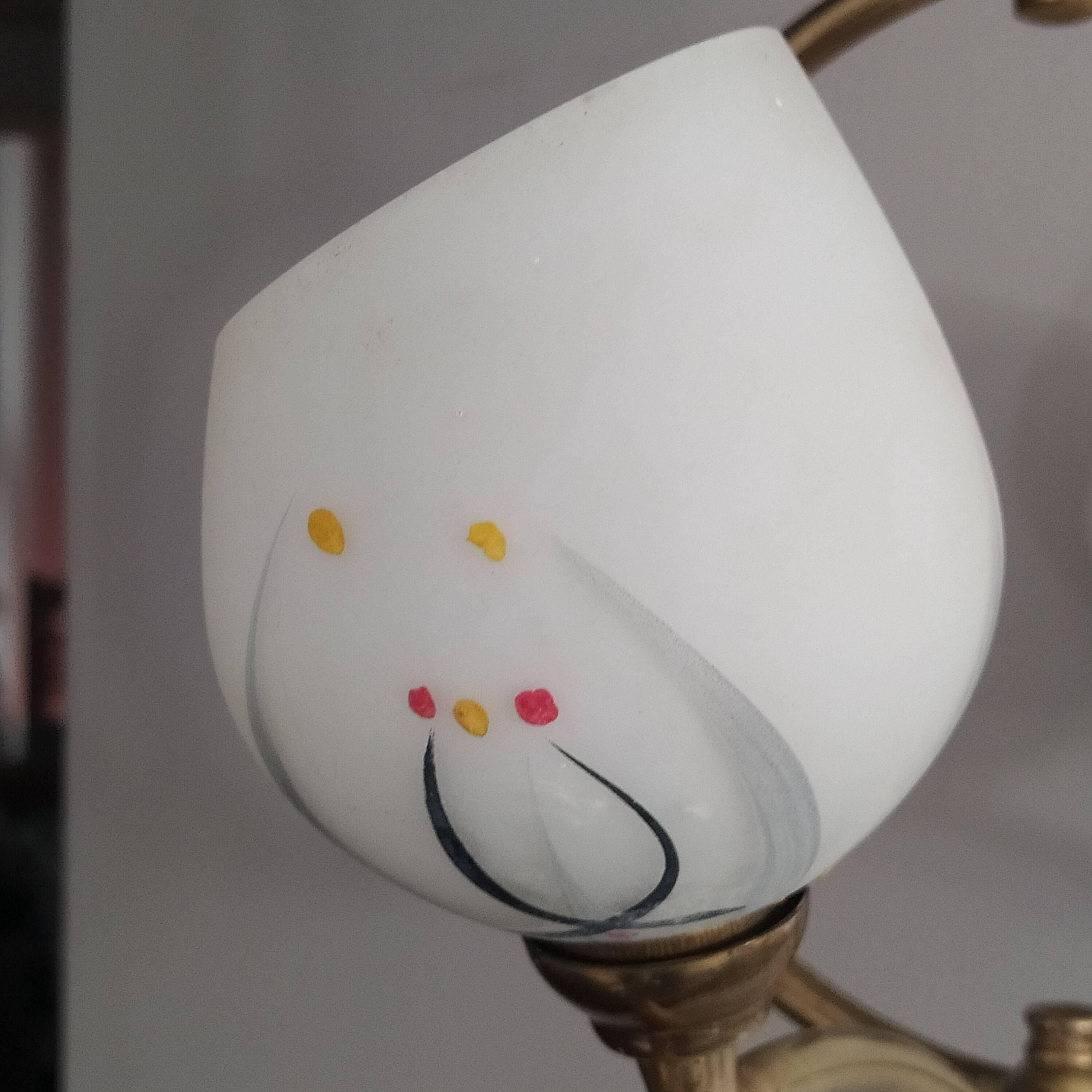 brass chandelier in the shape of a perch from the 50s/60s