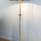 Lampadaire de parquet en verre et laiton
