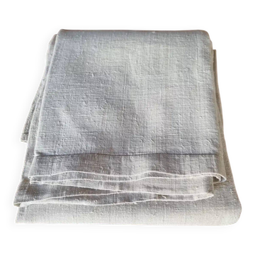 Drap ancien en lin français – tissu en chanvre tissé main du XIXe siècle (250×200 cm)