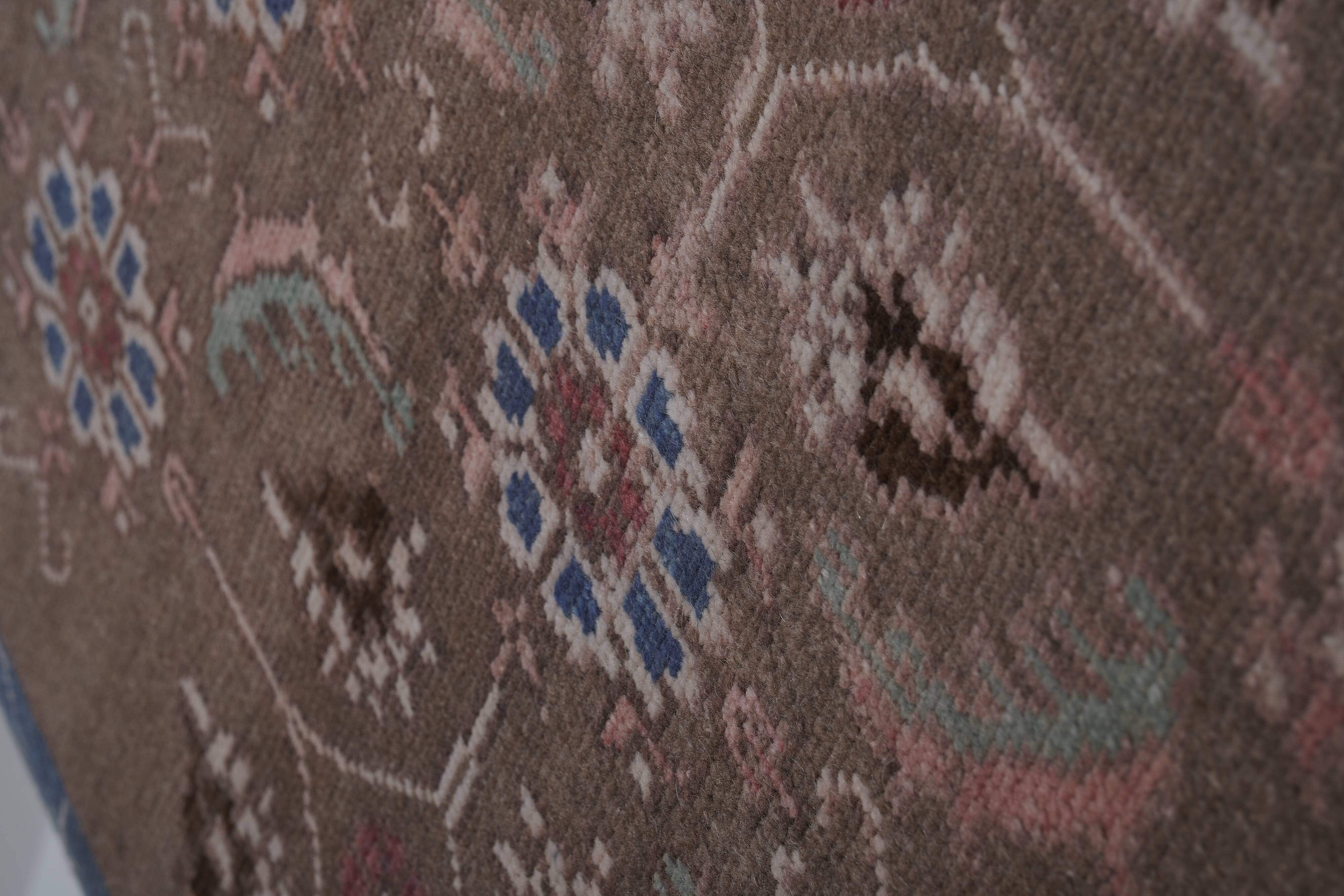 Vintage Turkish Oushak Rug Handwoven 79x230 cm