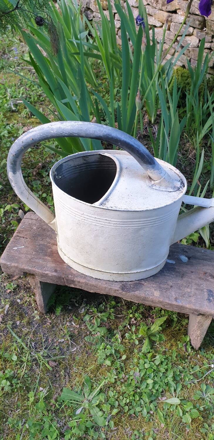 White zinc watering can
