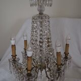 Napoleon III chandelier with crystal pendants, signed Portieux 19th century