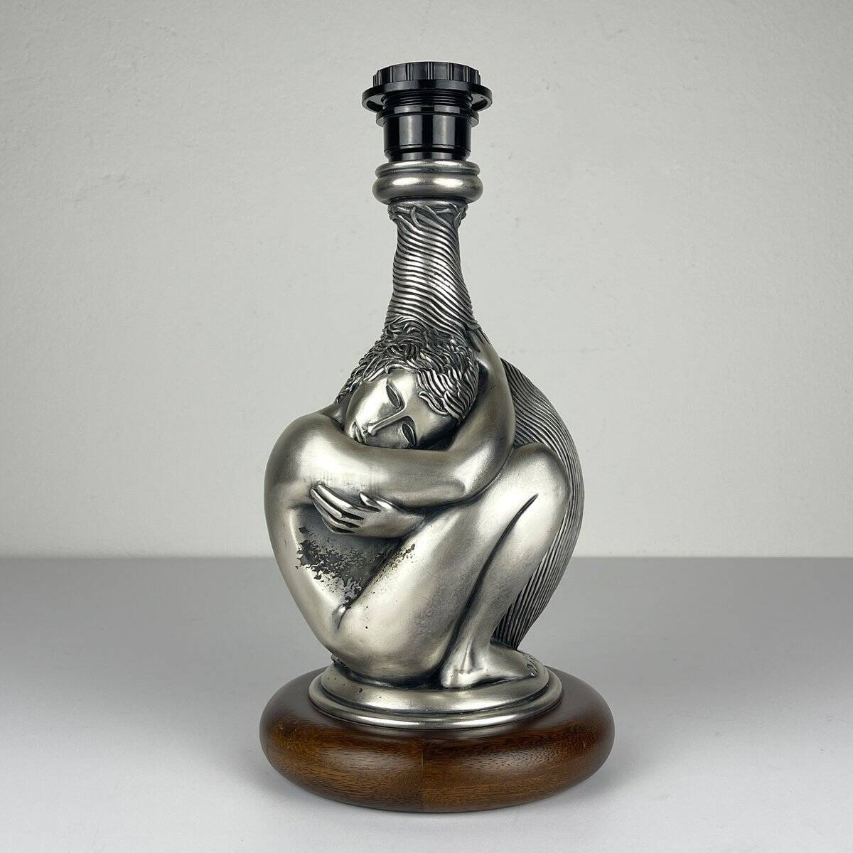 Vintage silver table lamp man and woman by Ottaviani, Italy, 1970s.