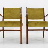 1940s Pair of Restored Beech Art Deco Armchairs ,Czechoslovakia