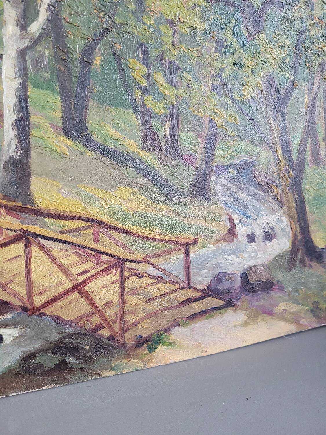 Oil on wood landscape signed Carl SIM