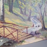 Oil on wood landscape signed Carl SIM