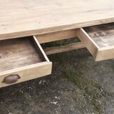 Farm table 2 drawers solid oak raw wood