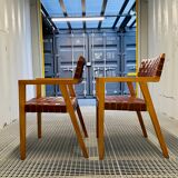 Olivier de Schrijver - Boss armchairs in leather straps - vintage