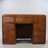 A console with split bamboo drawers