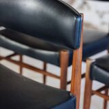 Set of 5 Scandinavian chairs in teak and faux leather, 1960.