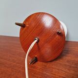 Scandinavian tripod lamp in white opaline and teak, 1960s
