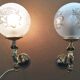 Pair wall lamps gilded bronze atlas globe style louis xv/xvi