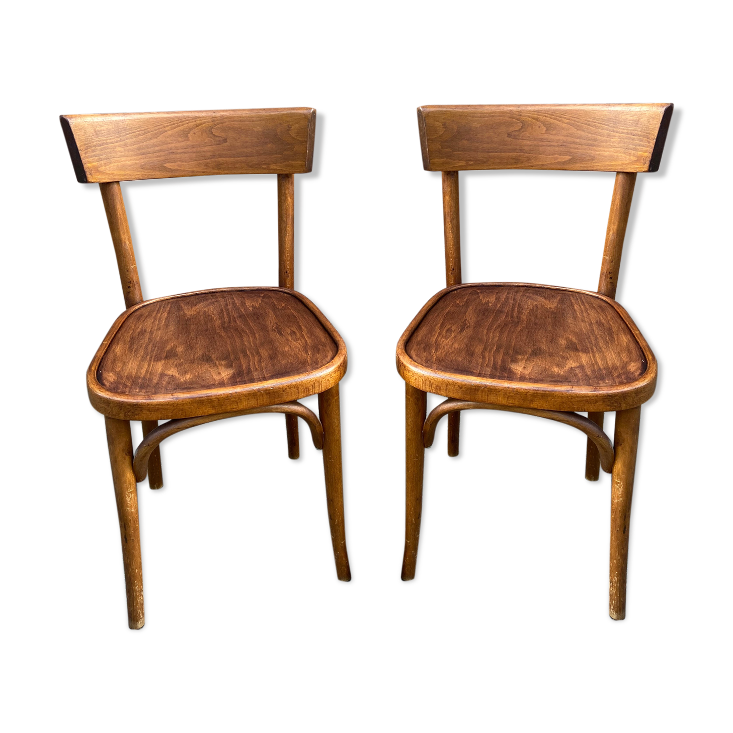 Pair of chairs bistro baumann curved wood