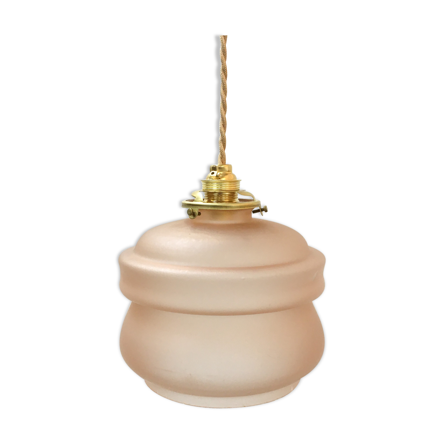 Art deco hanging in pink-apricot frosted glass