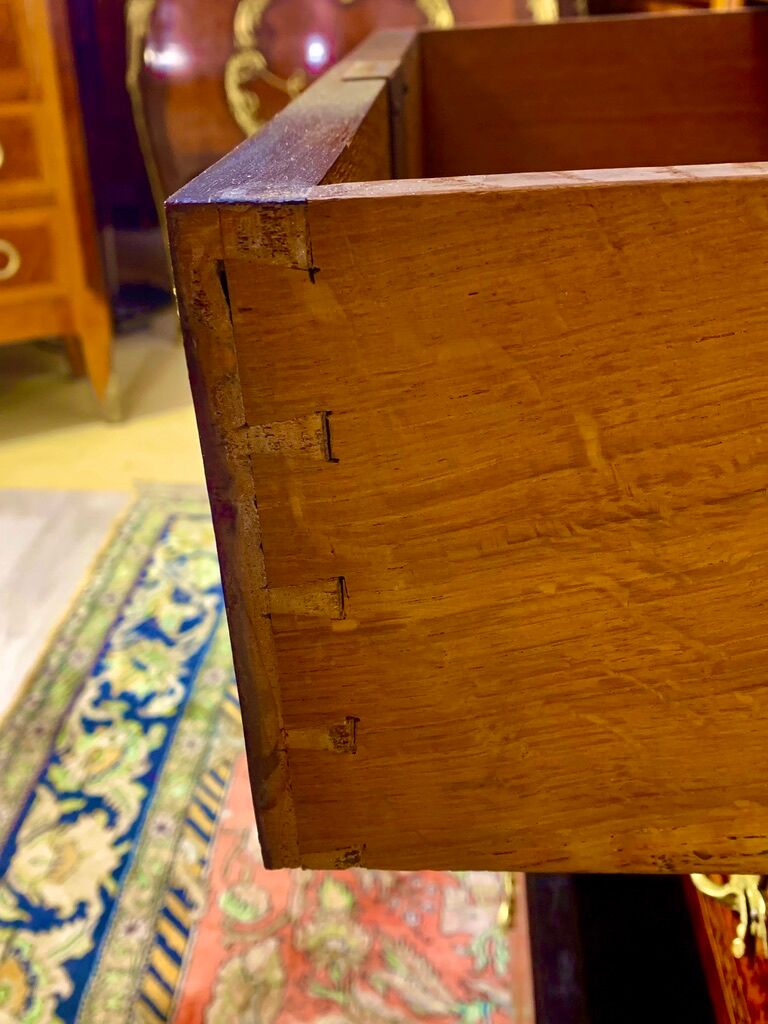 Secretary Napoleon in rosewood, violet wood and gilded bronzes.