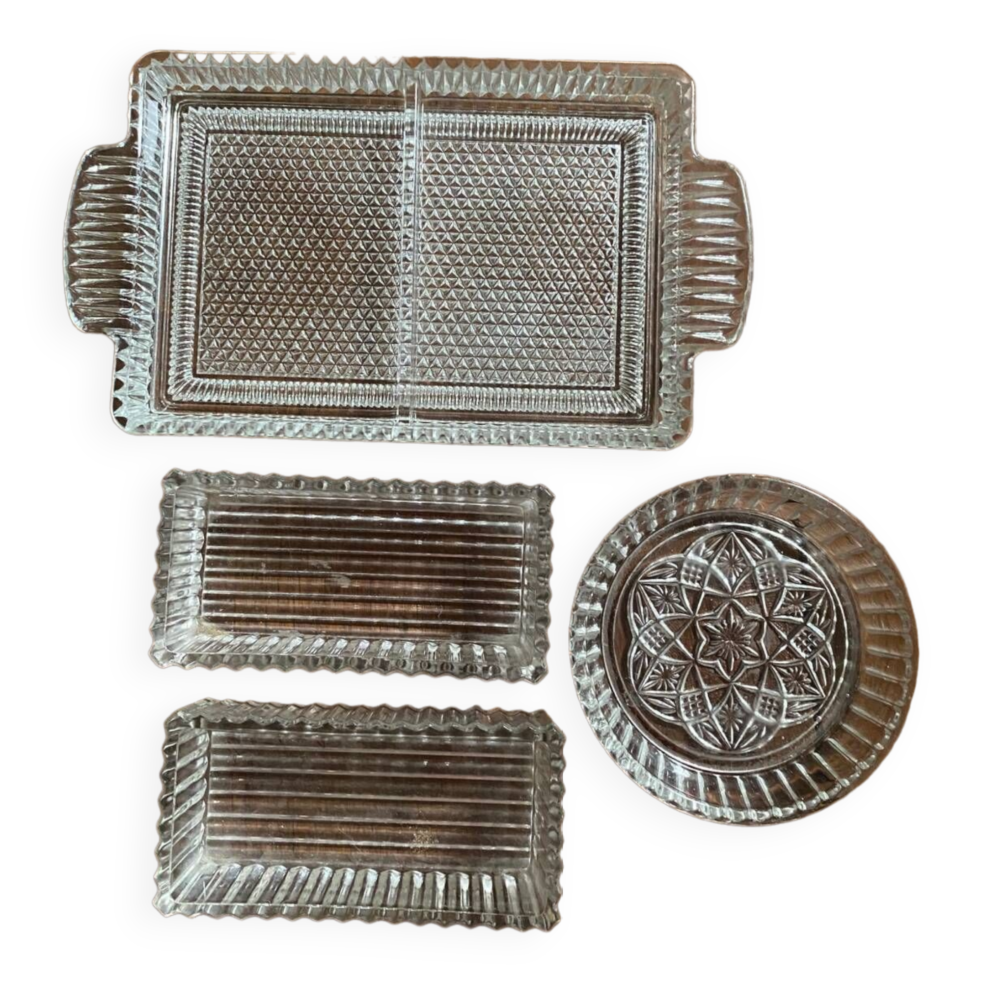 Plateau et ramequins en verre années 50.
