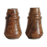 Salt and pepper shaker in vintage olive wood 70s