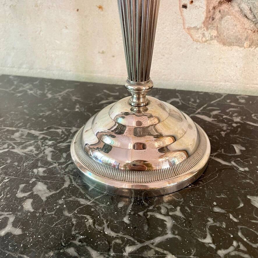 Pair of silver-plated metal art deco candlesticks