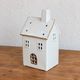 White and gold ceramic house lantern – Christmas light decoration