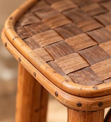 Ensemble de deux tabourets en bambou vintage français
