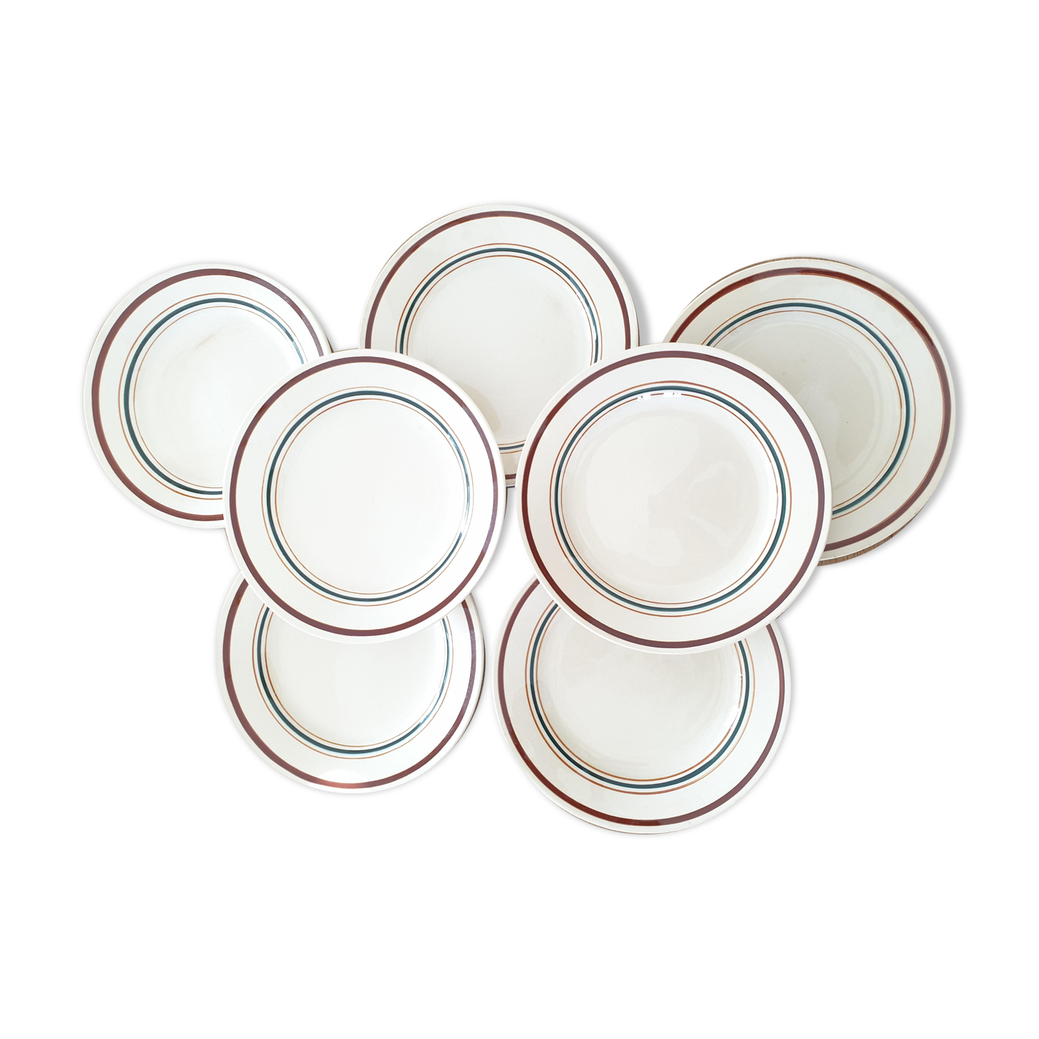 Set of 6 gien faience plates