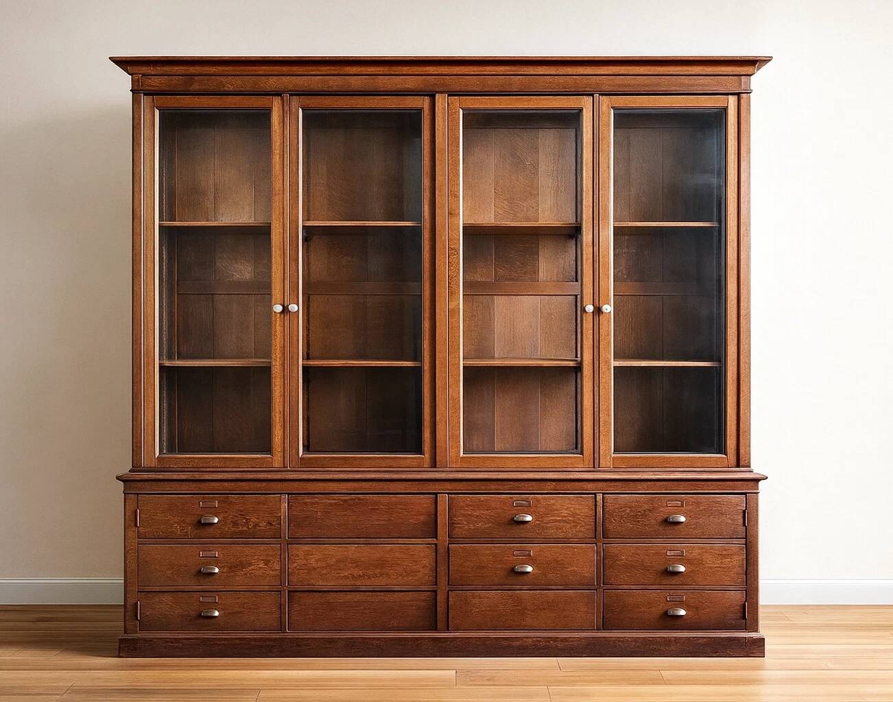 Large, generously sized solid oak display case