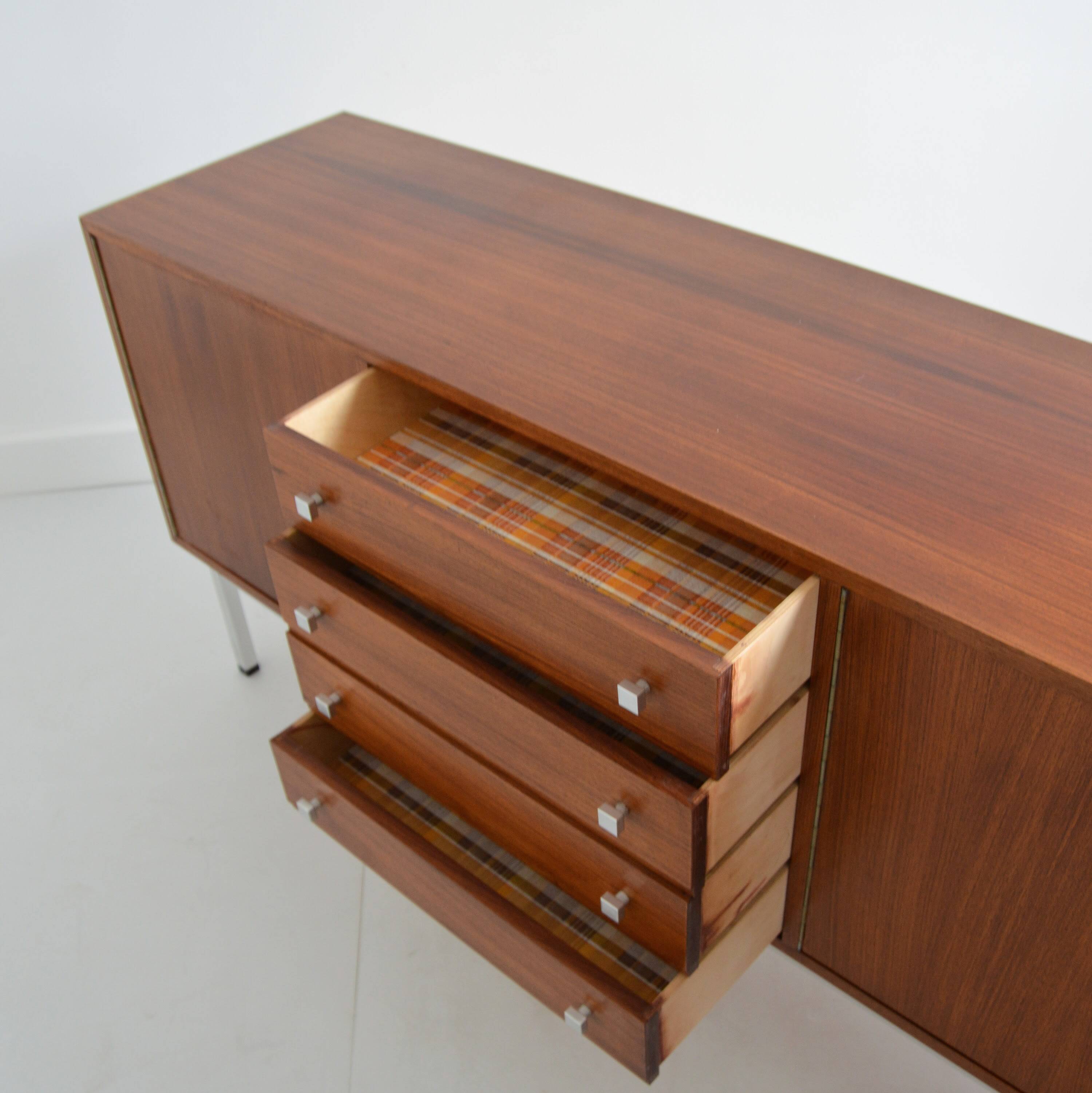 Superb teak and chrome sideboard 1960 vintage Belgium