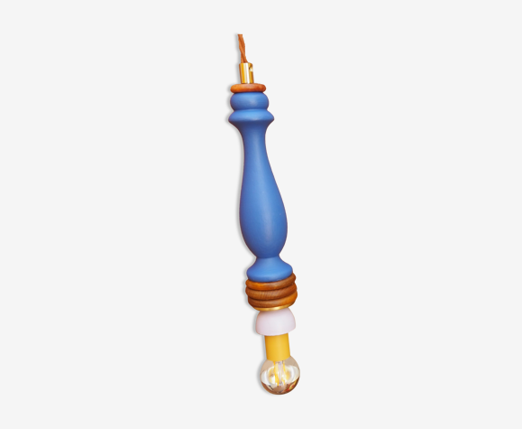 Suspension vintage, bois bleu, marron et miel