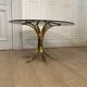 Table basse laiton et verre fumé, 1970s