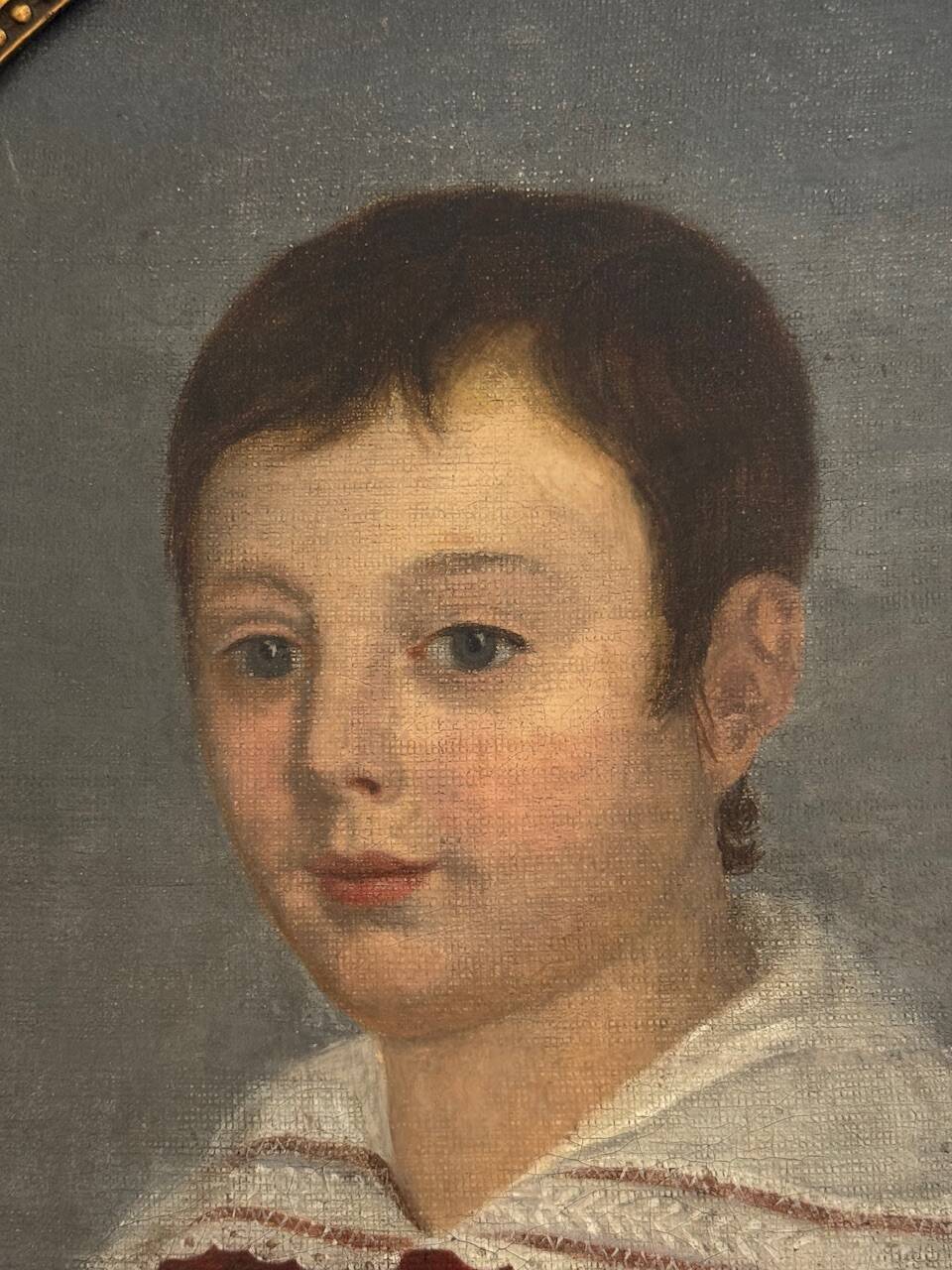 Old painting, portrait of a young boy 19th century