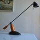 Vintage postmodernist metal and wood table lamp from the 1980s