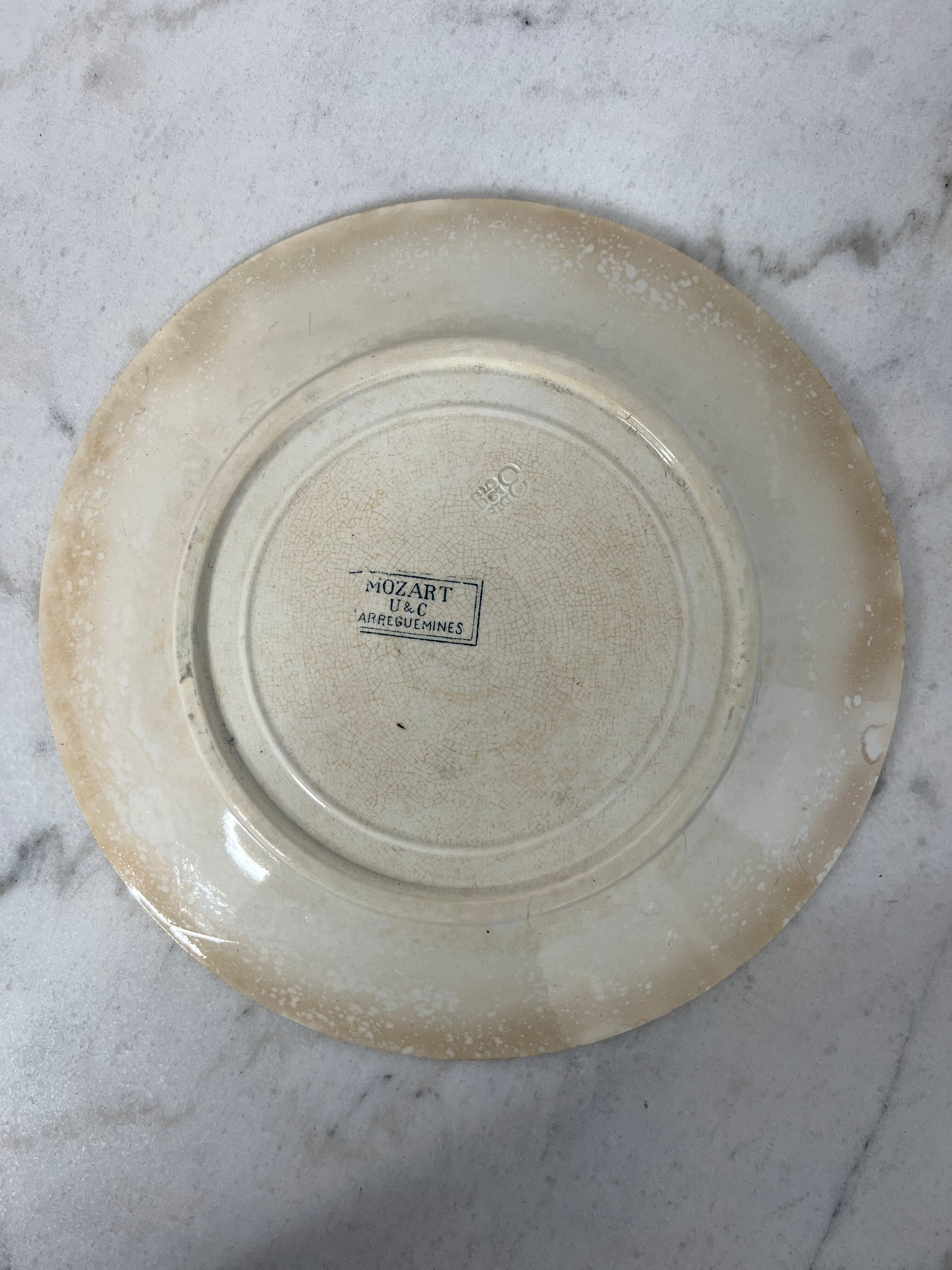 Set of 9 Terre de Fer flat plates - Sarreguemines U&C Mozart