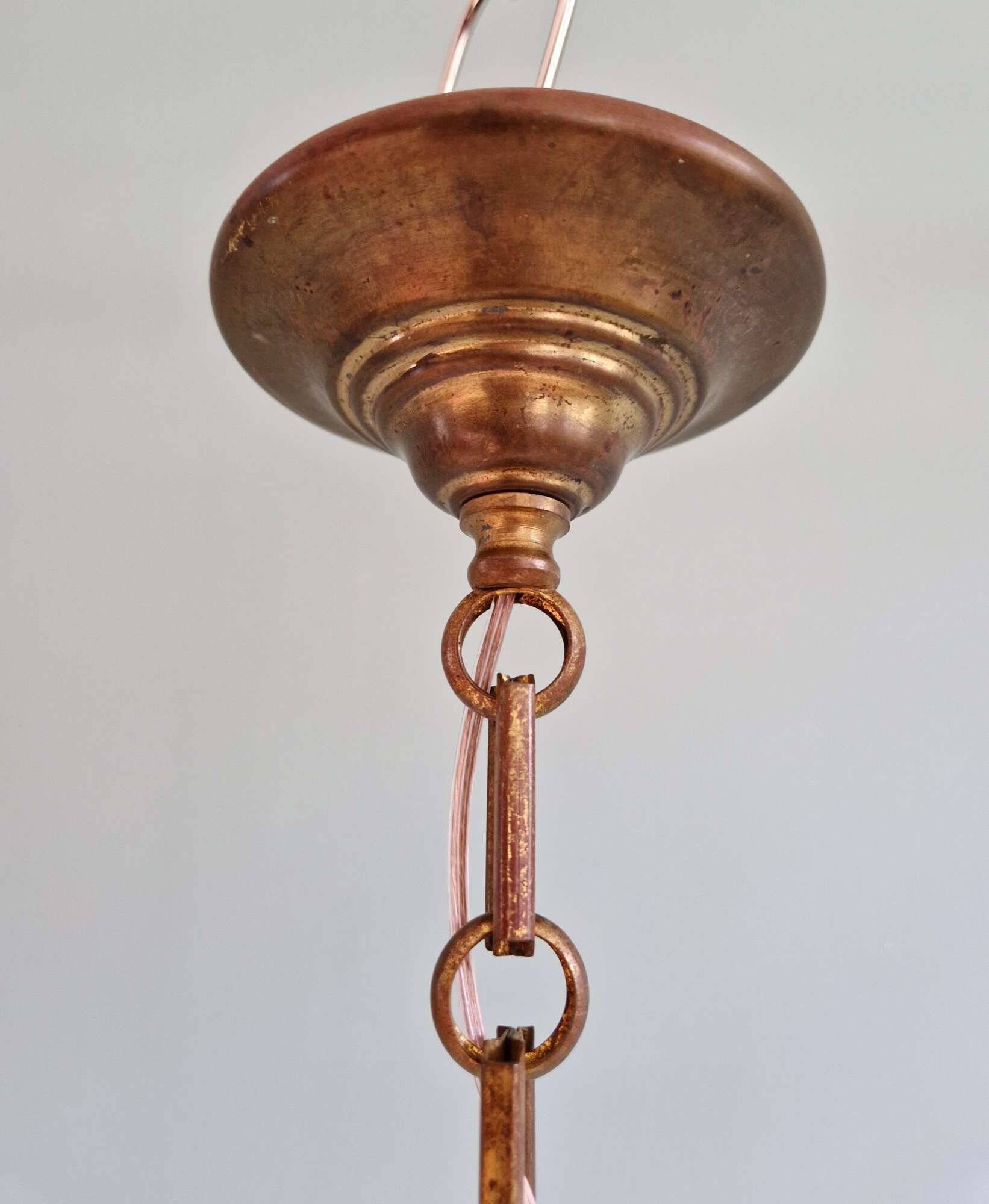 Art Deco Holophane pendant light in clear grooved glass, 1920-30