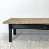Antique blackened wood coffee table and varnished top