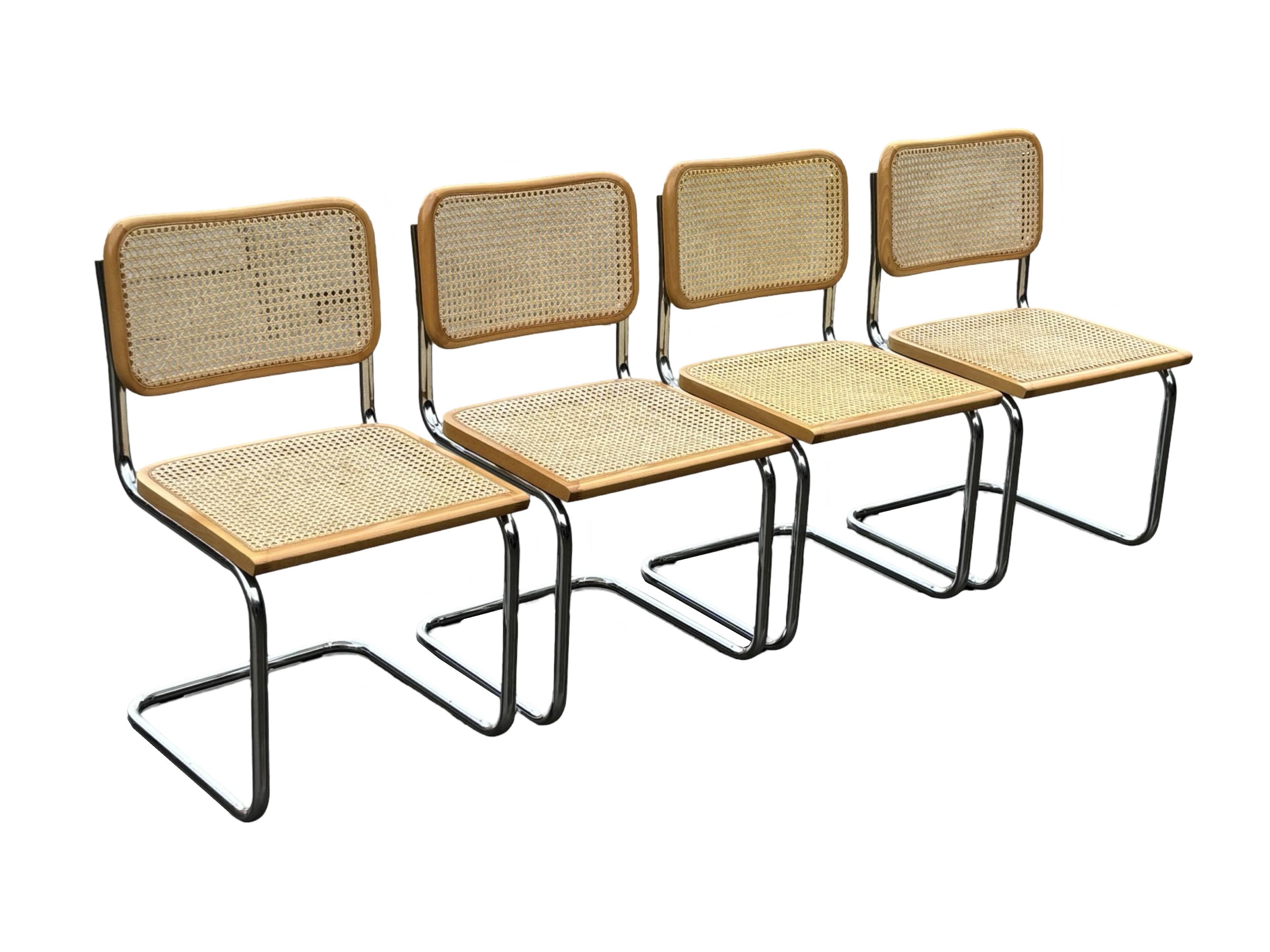 Set of 4 chairs Cesca B32 designed by Marcel Breuer design made in Italy