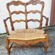 Provencal double armchair with woven rush in walnut