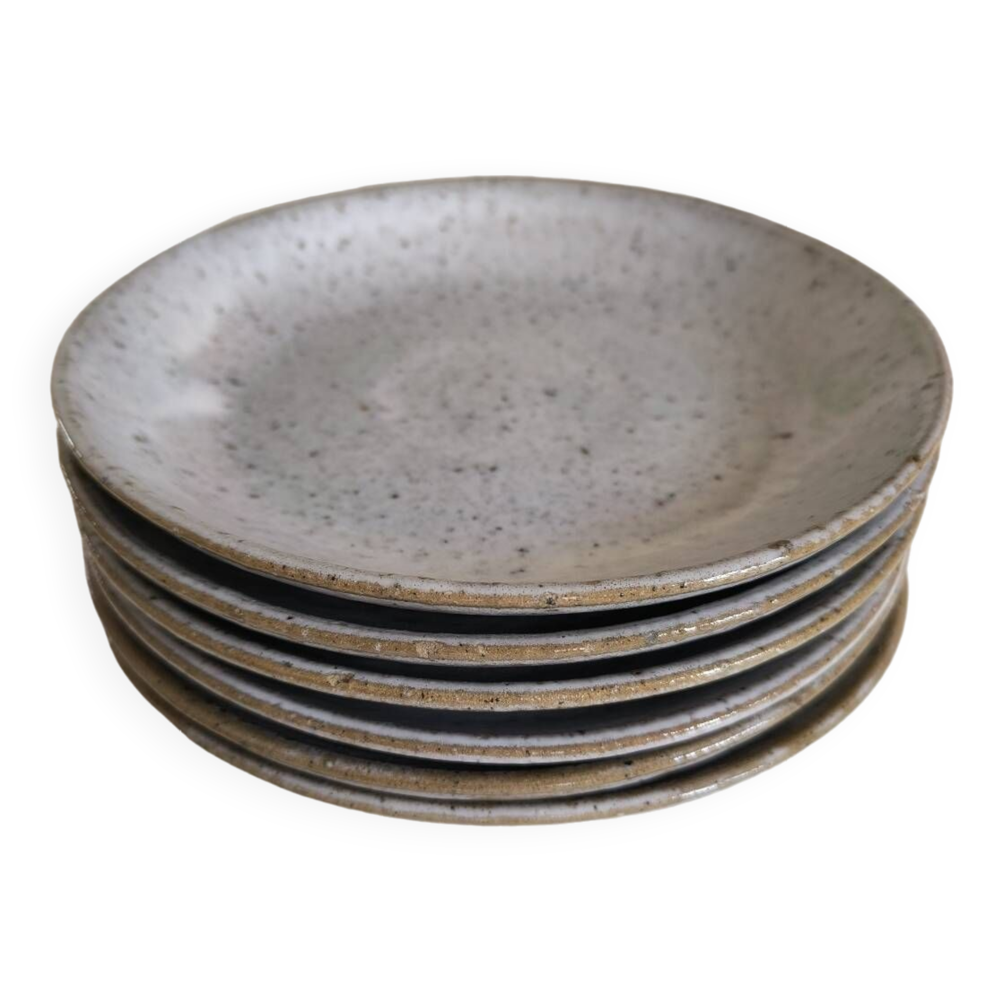 Set of six glazed stoneware plates