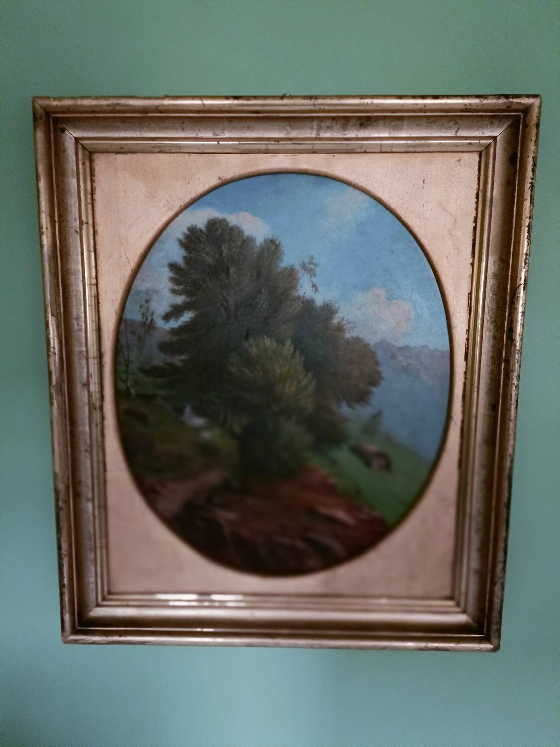 Oil on panel, signed Lataste, 19th century. Mountain