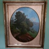 Oil on panel, signed Lataste, 19th century. Mountain