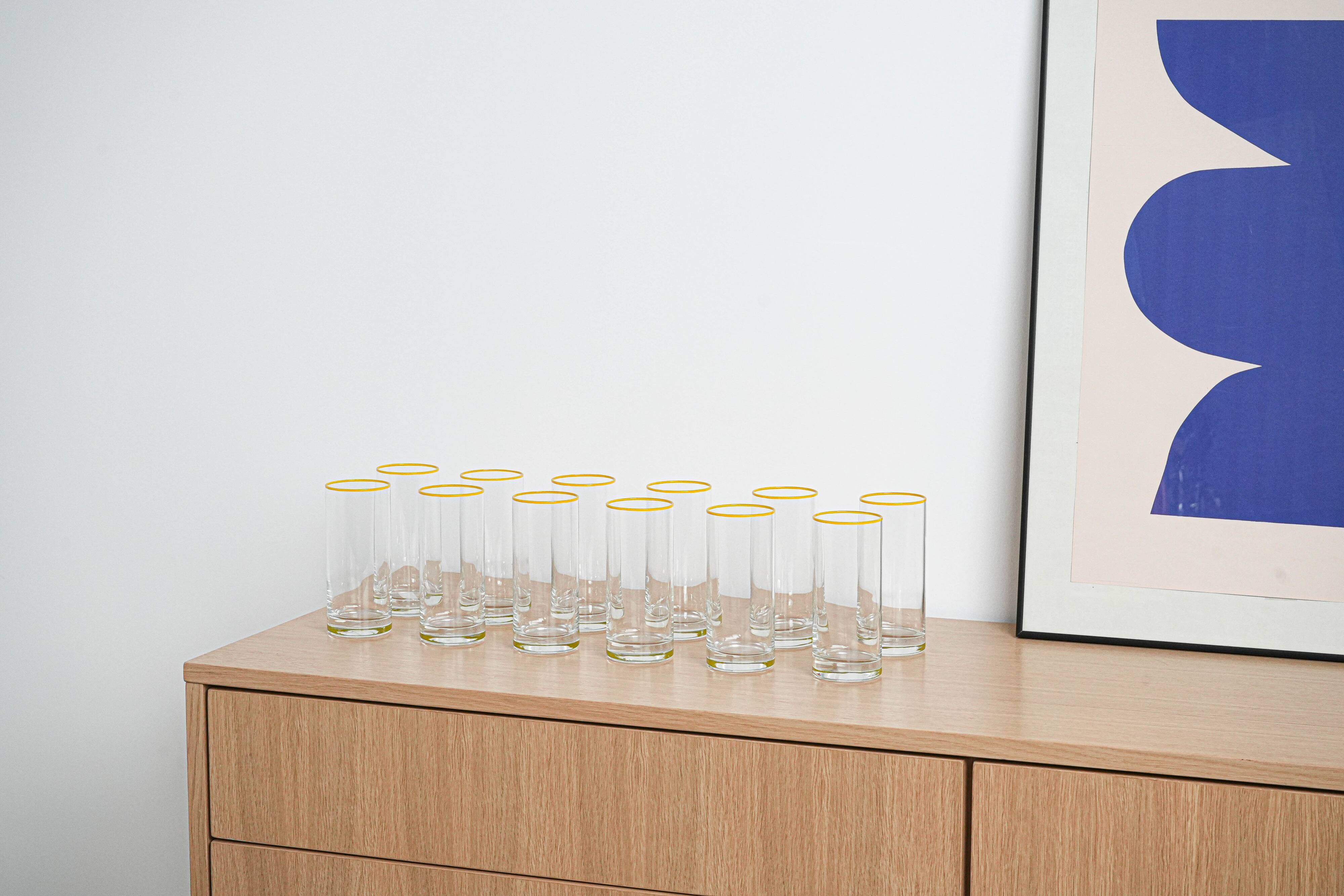 Set of highball glasses, Italian design, 1970s, manufactured in Italy